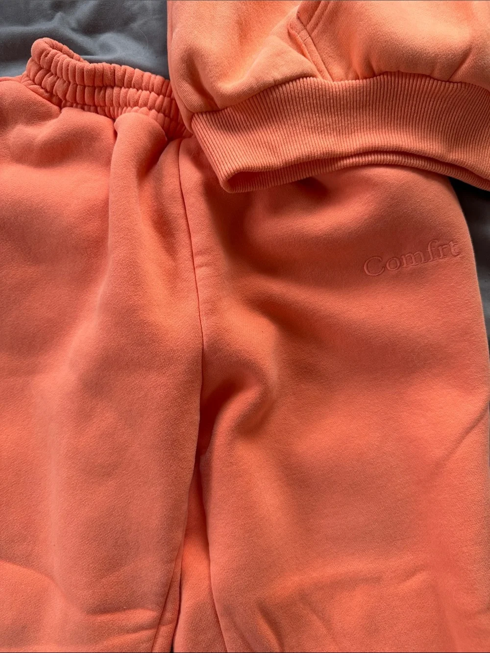 Kids Cozy Orange Comfrt Fleece Hoodie and  Sweatpants